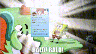a cartoon of spongebob holding a piece of paper that says bald