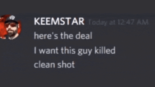 a screenshot of a discord conversation between keemstar and someone