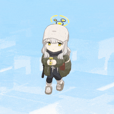 a cartoon of a girl wearing a white hat and holding a can of coca cola