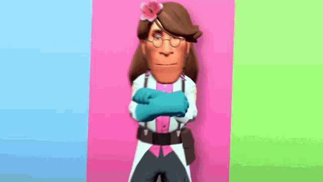a cartoon character has a flower in her hair