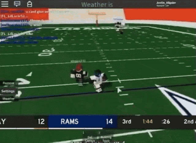 a football game is being played on a computer screen