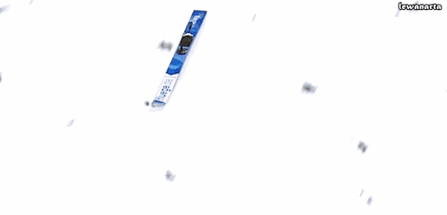 a person is skiing down a snow covered slope with the words lewanatta written on the bottom