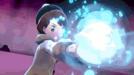 a pixelated image of a person holding a blue ball