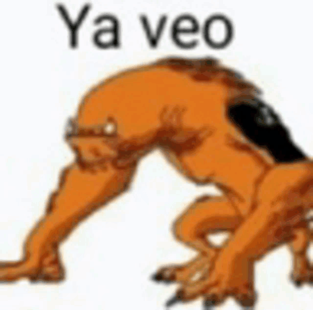 a cartoon of a dog doing a handstand with the words `` ya veo '' written above it .