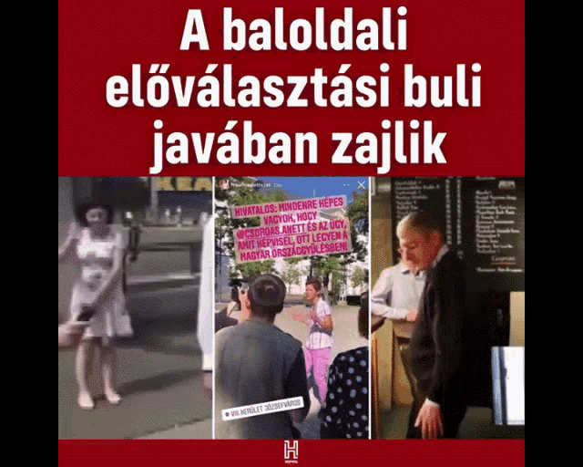 a collage of images with the words a baloldali elovallasztasi buli javaban zajlik