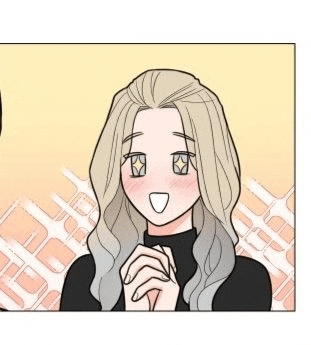 a cartoon of a girl with blonde hair and gray hair .
