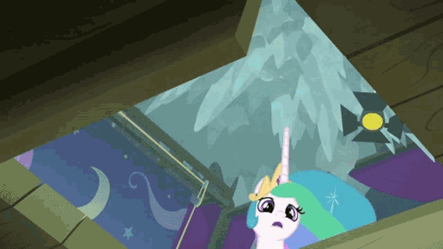 a cartoon of a pony pointing at something