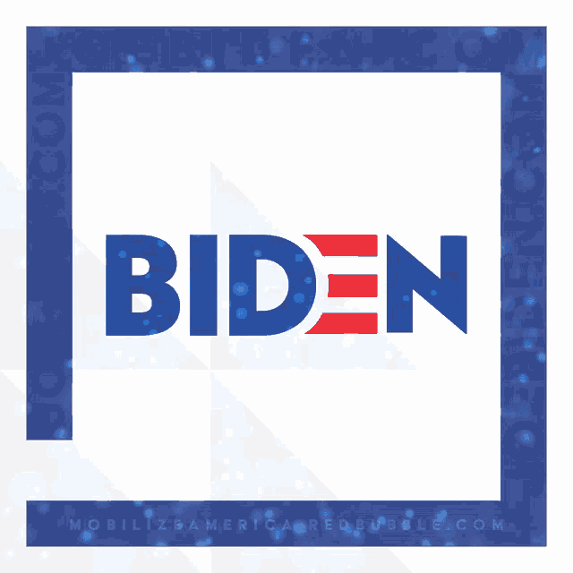 a biden logo that is on a blue and white background