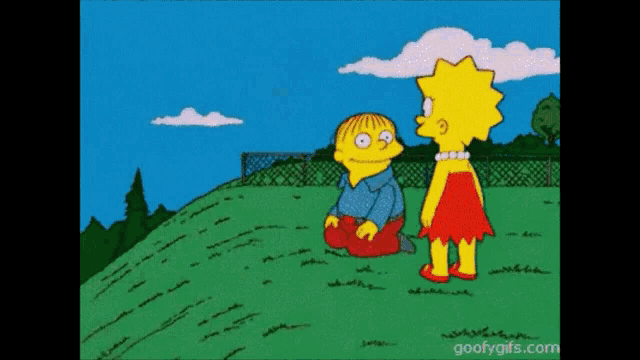 a cartoon of ralph and lisa from the simpsons with the words chaooo on the bottom