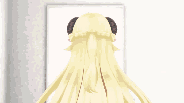 a girl with horns on her head is holding a sword