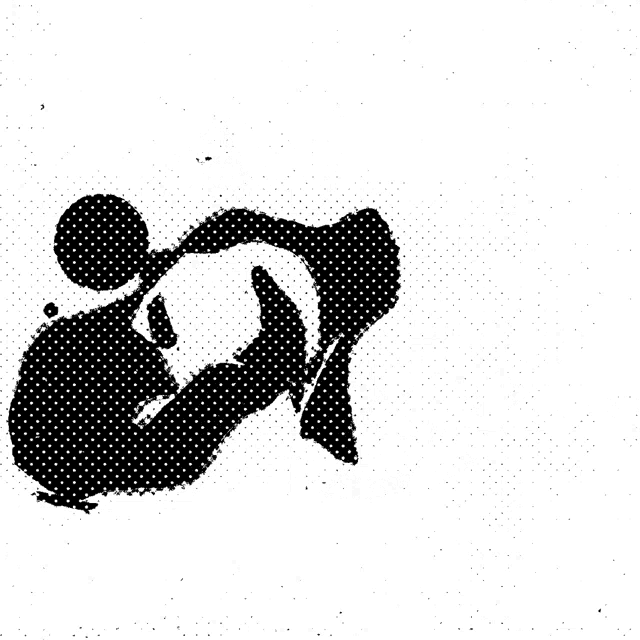 a black and white drawing of a person 's face with dots on it