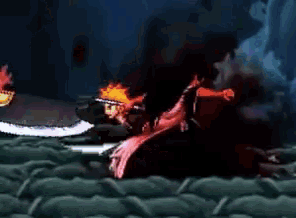 a pixel art image of a person holding a sword