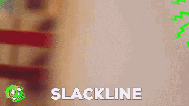 a close up of a stack of blocks with the word slackline on the bottom .