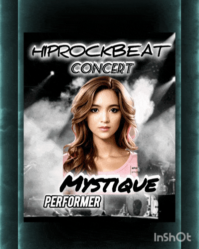 a poster for a hiprockbeat concert with mystique performer