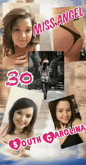 a collage of photos of a woman named miss angel from south carolina