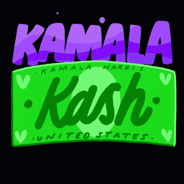 a purple and green logo for kamala harris