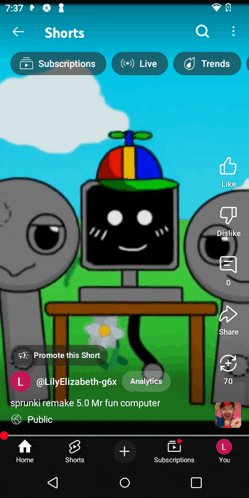 a screenshot of the shorts app on a cell phone