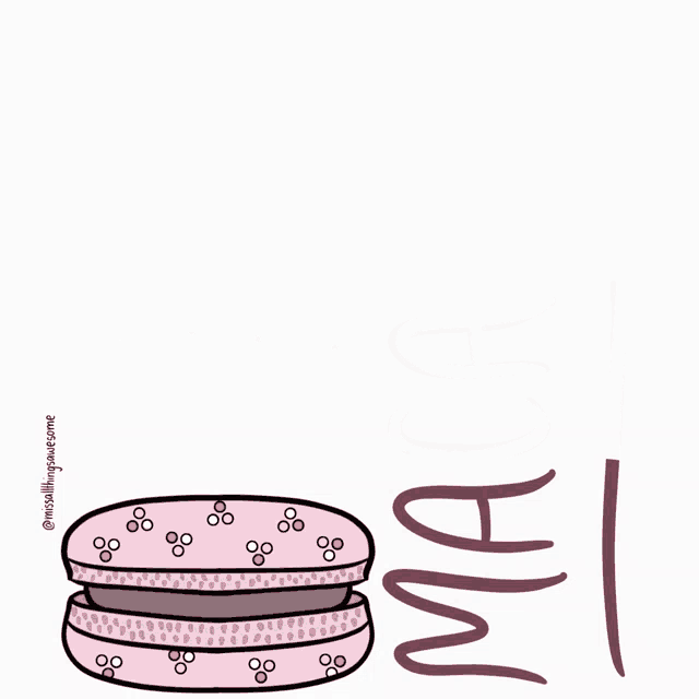 a drawing of a stack of pink macaron cookies