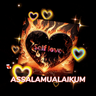 a poster that says salam self love with a heart in the background