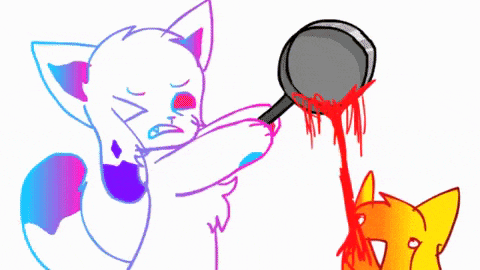 a drawing of a yellow animal with red eyes and the words that you get