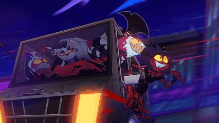 a group of cartoon characters are riding in the back of a truck .