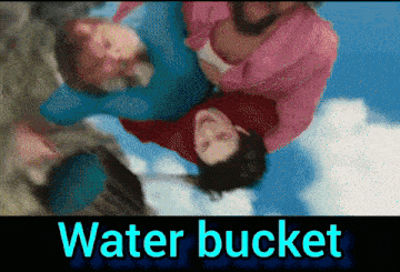 a picture of a group of people with the words water bucket written below them