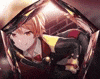 a close up of a person sitting inside of a glass .