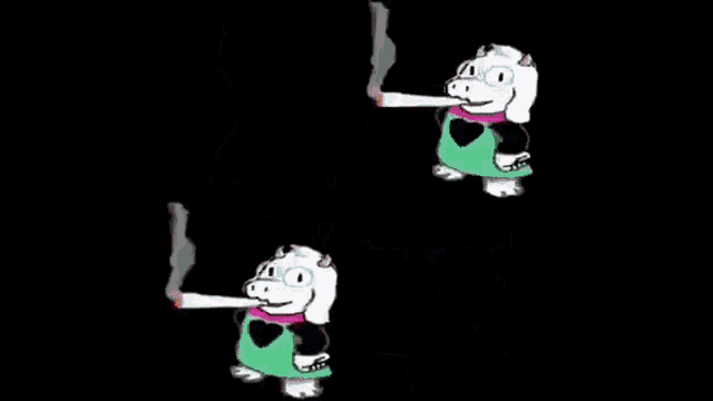 a cartoon character is smoking a cigarette on a wall .