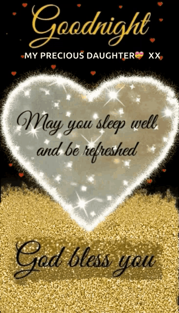 a card that says goodnight my precious daughter
