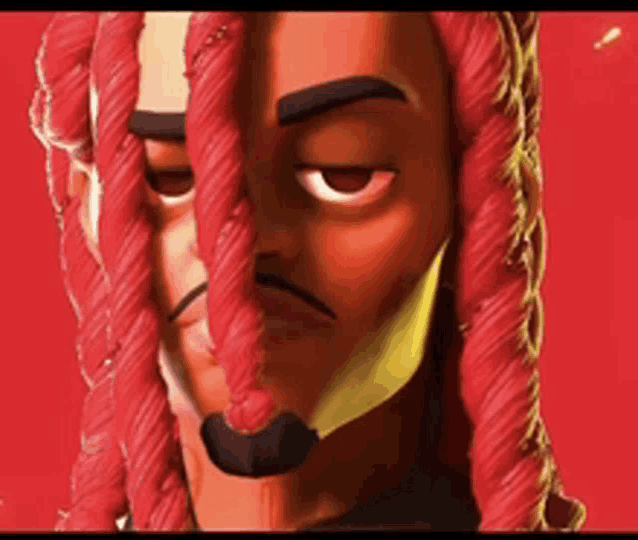 a cartoon character with red hair and a mustache