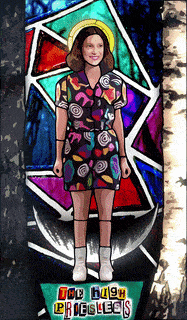 a painting of a woman with the words the high priestess on the bottom right