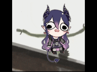 a cartoon character with horns and a tail