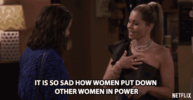 a netflix advertisement shows two women talking to each other