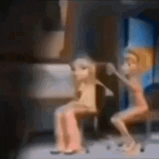 a blurry picture of a couple of naked cartoon characters .