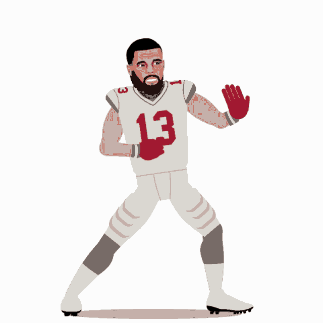 a cartoon drawing of a football player wearing number 13