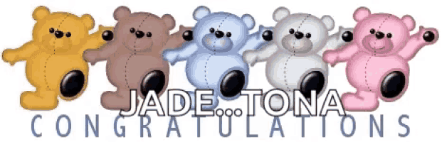 a congratulations sign with teddy bears and the word jade