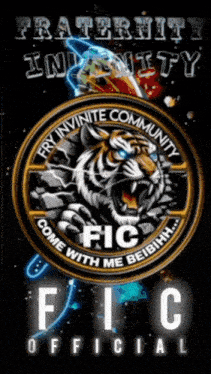 a logo for fraternity infinity with a tiger and the words come with me beibihh