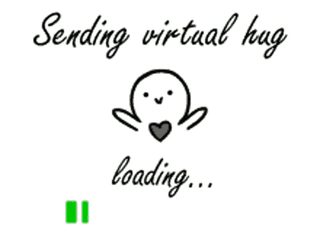 a drawing of a person with a heart on it and the words `` sending virtual hug hug sent ! ''