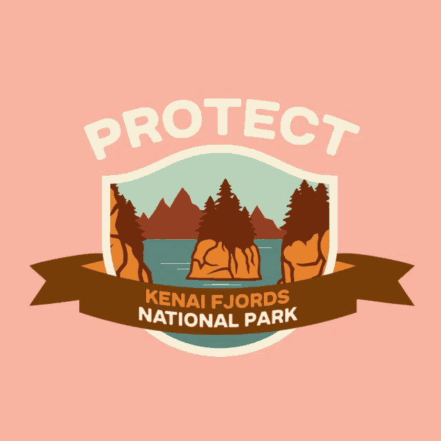 a logo for kenai fjords national park with a shield