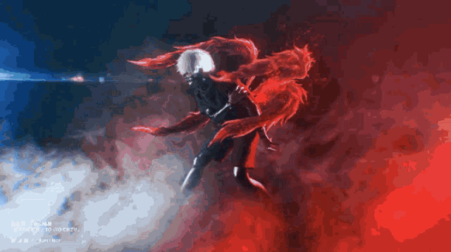 a painting of a man with red wings and the words " tokyo ghoul " below him