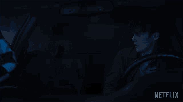 a man and a woman sitting in a car with netflix written on the bottom