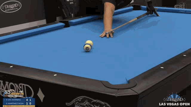 a pool table with the words las vegas open at the bottom