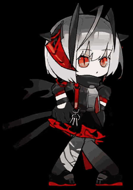 a drawing of a girl with red eyes and a black background