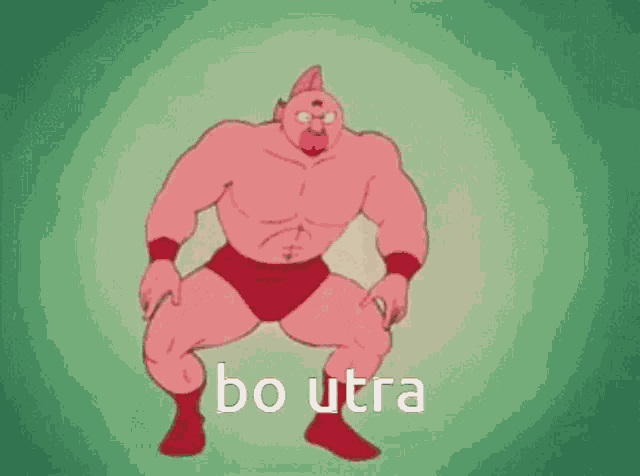 a cartoon character with the words bo ultra on the bottom right