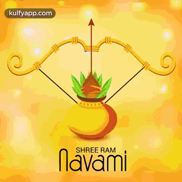 shree ram navami greeting card with a green bow and arrow