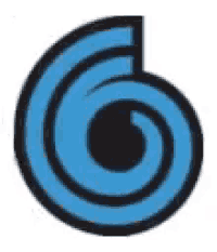 a blue and black swirl with a black circle in the middle on a white background .