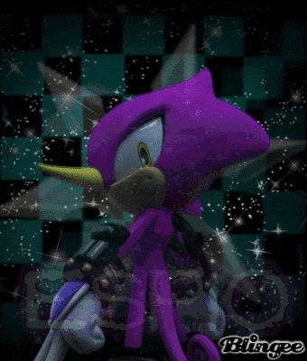 a purple sonic the hedgehog with the word blingee in the corner