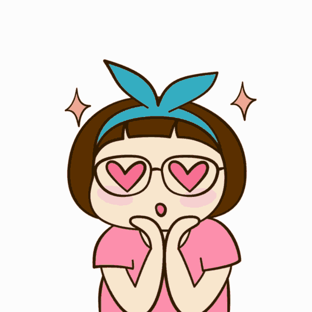 a cartoon of a girl with hearts in her eyes and the name abuchi