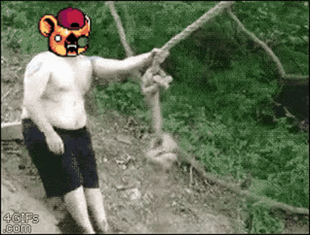 a pixelated image of a man holding a rope with 4gifs.com in the corner