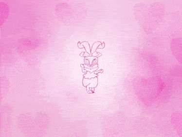 a drawing of a rabbit with a bow on its head
